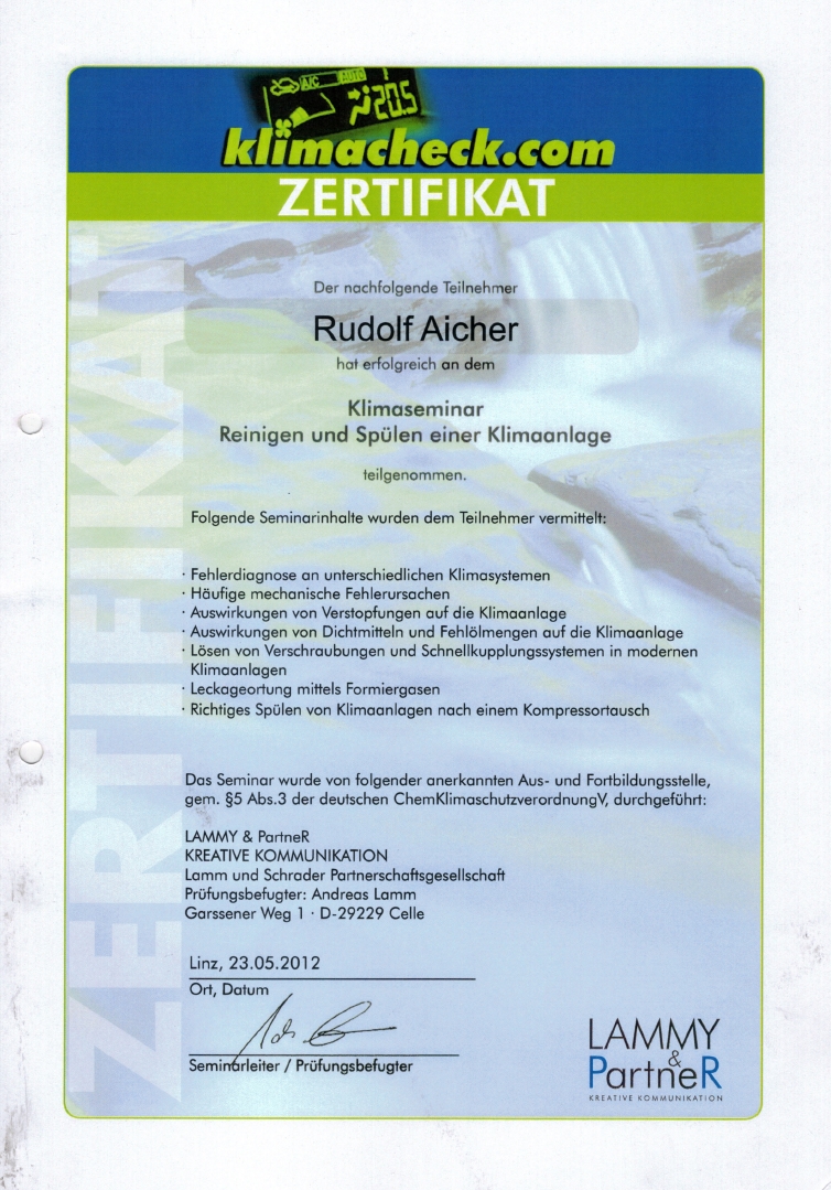 Zertifikat Klimacheck R.Aicher 2